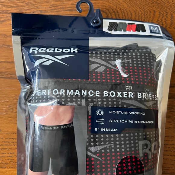 NEW Reebok Men's Performance Cooling Boxer Briefs 4Pack 6"Inseam Underwear M - Picture 2 of 5